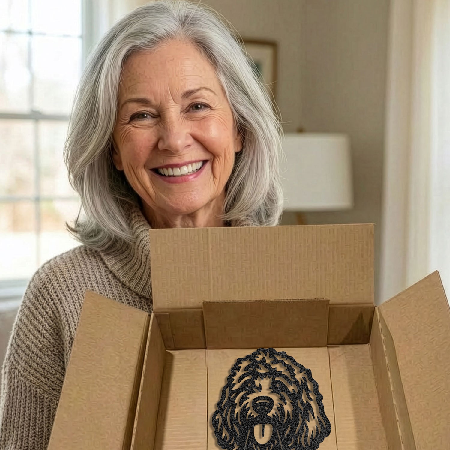 Customer unboxing a personalized metal dog address sign – Prime Steel Studio