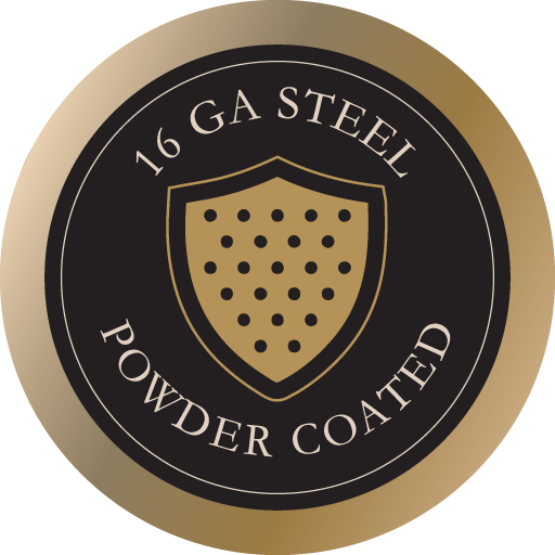 16 GA powder-coated steel badge – durable outdoor finish – Prime Steel Studio
